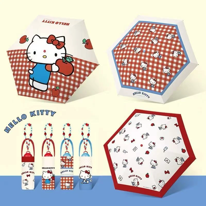 【黑炭】5078高颜值五折太阳伞女可爱学生卡通防晒防紫外线雨伞