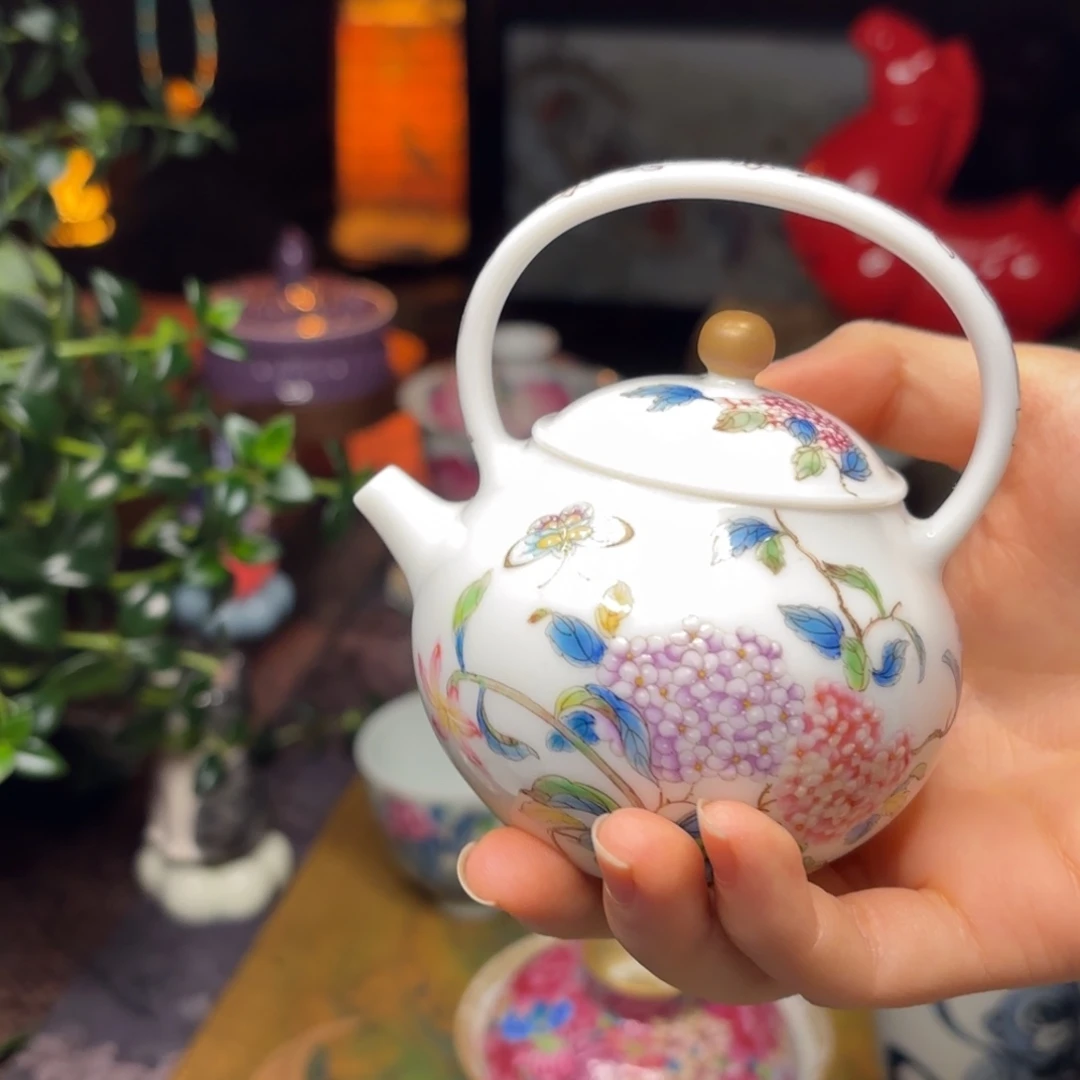 杯精工粉彩小提梁超捡漏