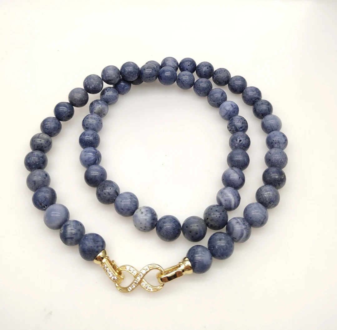 10mm 蓝三圆珠项链 设计款 多样性发一 达人