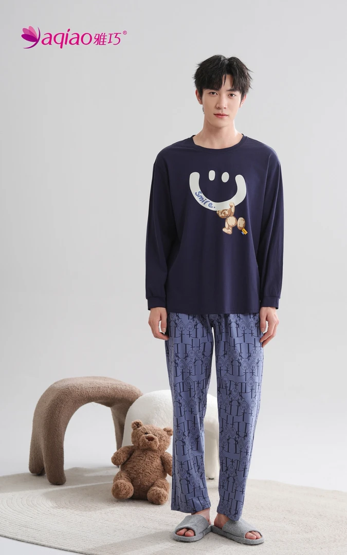 雅巧/男士休闲套头长袖家居服系列/奥维