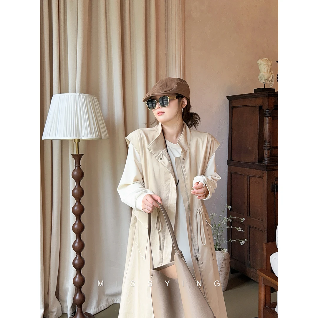 应小姐【香榭乐章】微胖大码秋季显瘦度假风宽松纯色连衣裙+长马甲