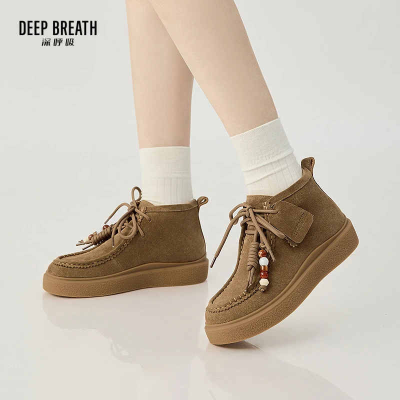 DEEP BREATH深呼吸女鞋 反绒中帮绑带袋鼠鞋休闲鞋AX12359