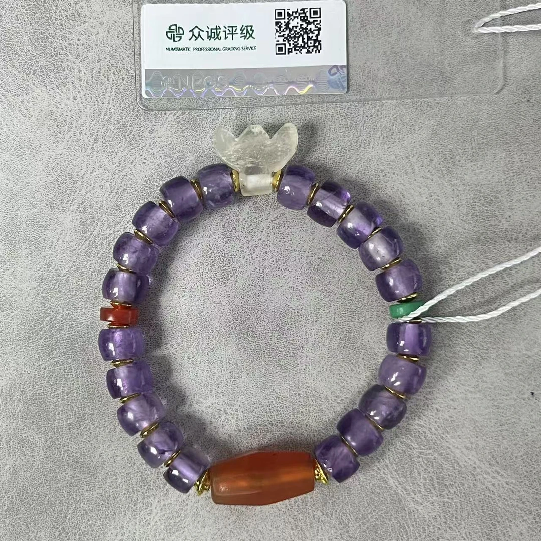 清代 车轮珠紫水晶带佛头 手串 YZ0513 [燕赵造物司］