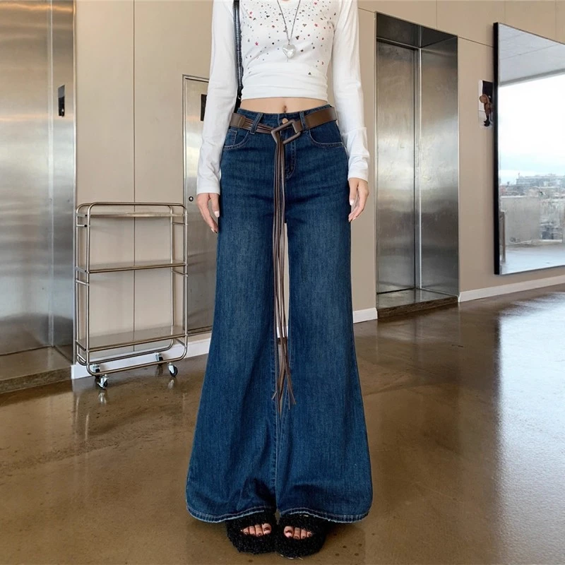 高腰微喇牛仔裤2025女秋季不贴腿宽松上身显瘦休闲喇叭拖地长裤