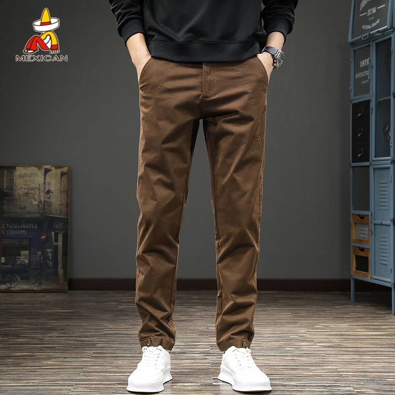 Mexican/稻草人秋季复古休闲裤男款潮流修身直筒小西裤百搭长裤子