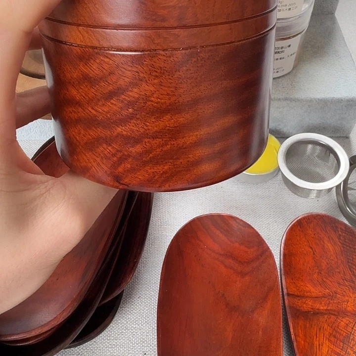 大果紫檀（缅甸花梨）茶叶罐9公分