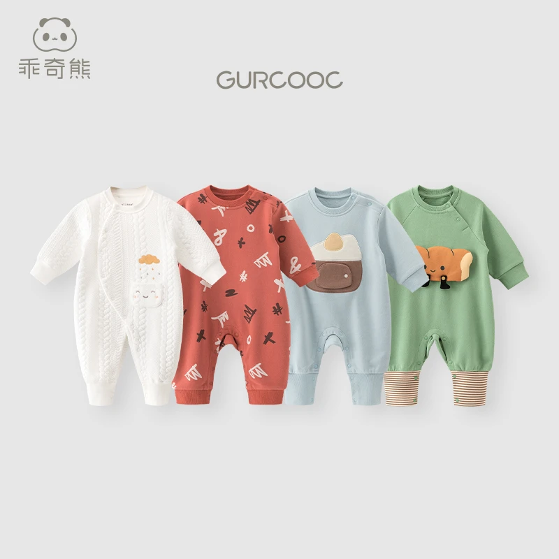 【抓绒卫衣】宝宝抓绒衣服秋冬外出连体衣婴儿保暖连帽超萌哈衣秋装