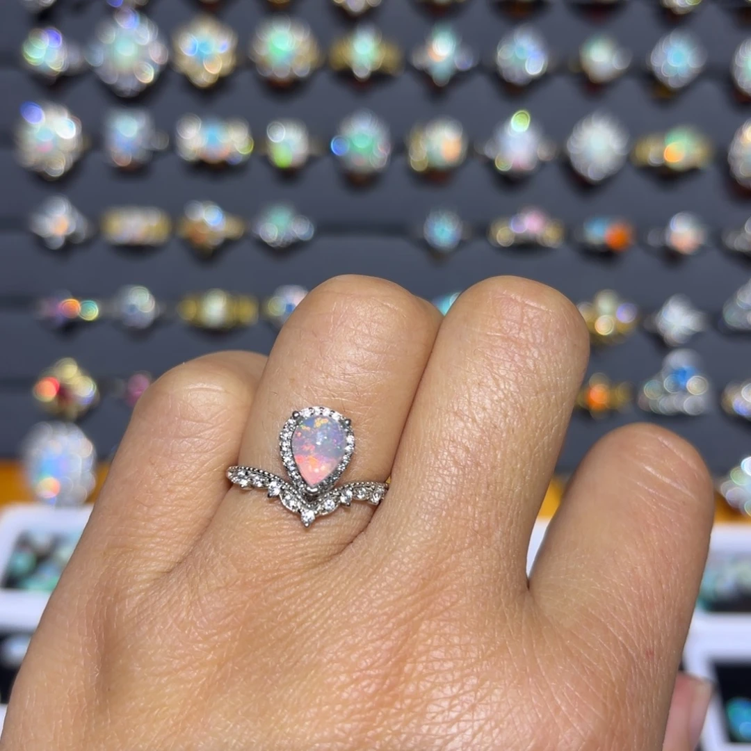 欧泊银S925镀金镶嵌戒指