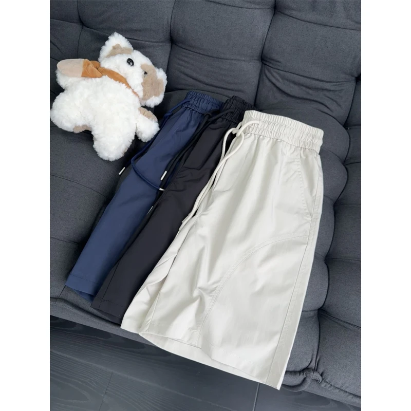 藏青色速干运动短裤男夏季冰丝轻薄裤子美式潮牌直筒宽松五分裤子