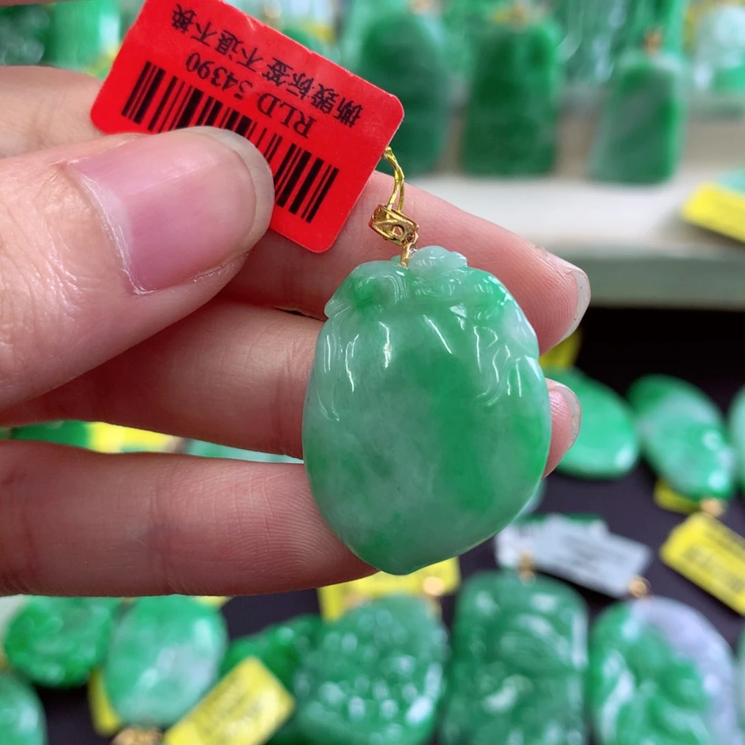 翡翠18K金镶嵌吊坠(不含链)