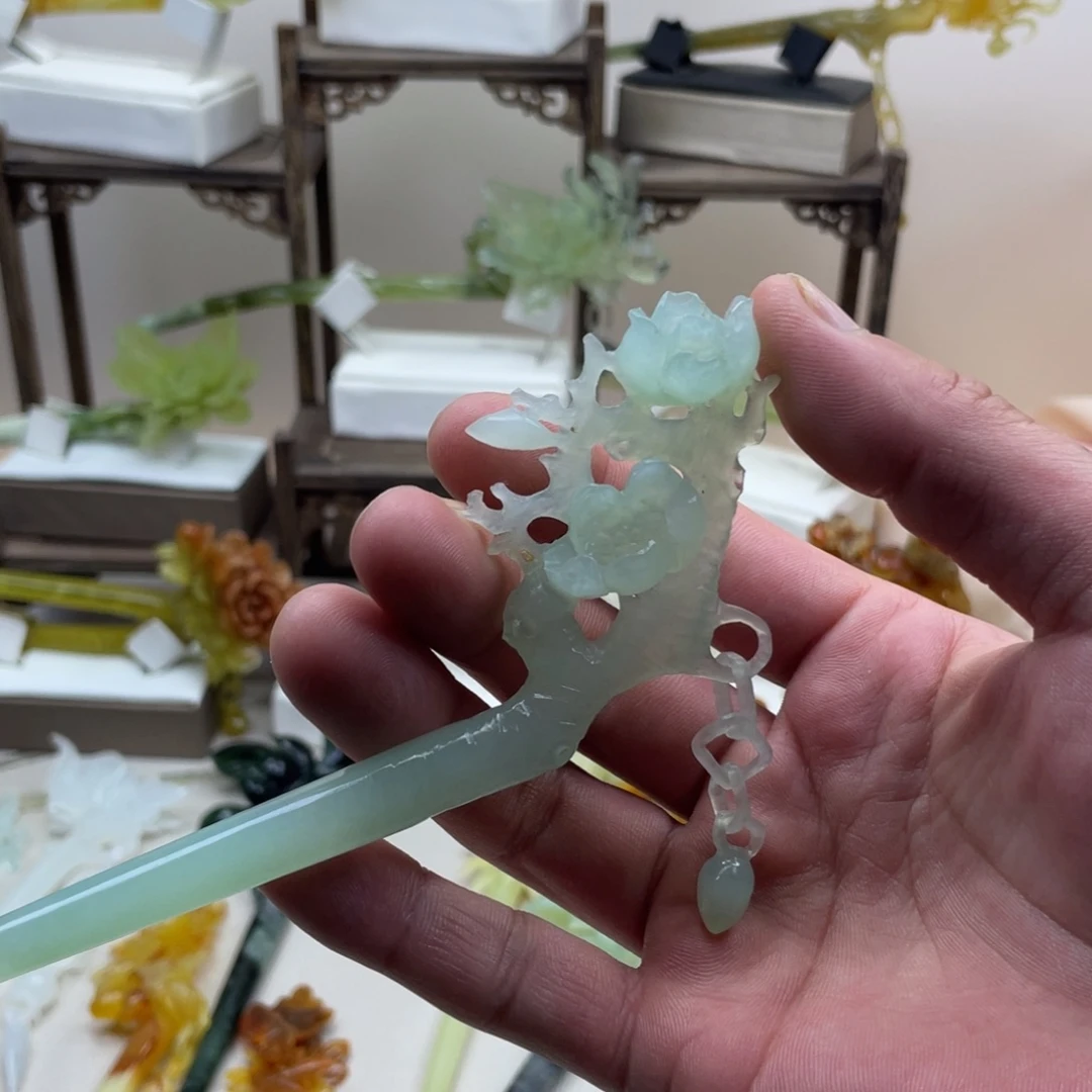 蛇纹石玉合金发饰