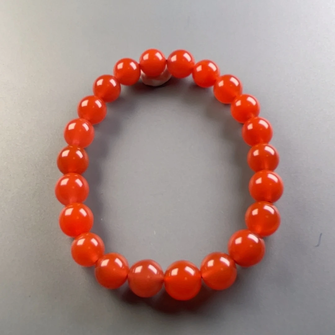 南红玛瑙天然原矿杨柳冰红单圈卡9+未镶嵌开***子