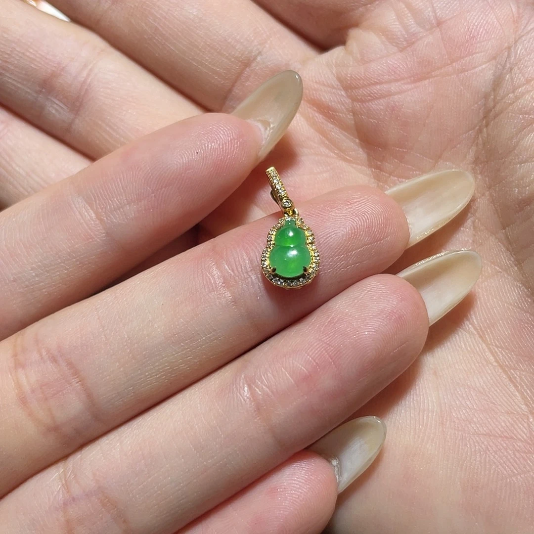 翡翠18K金镶嵌吊坠(不含链)