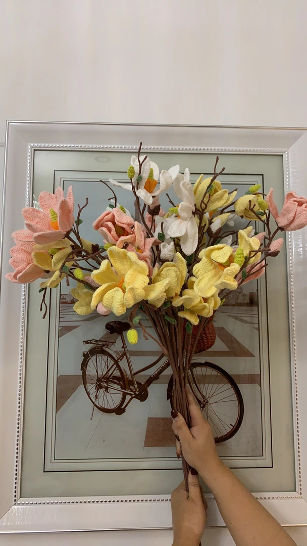 直播间米数链接纯手工毛线钩织花束玩偶包包挂件