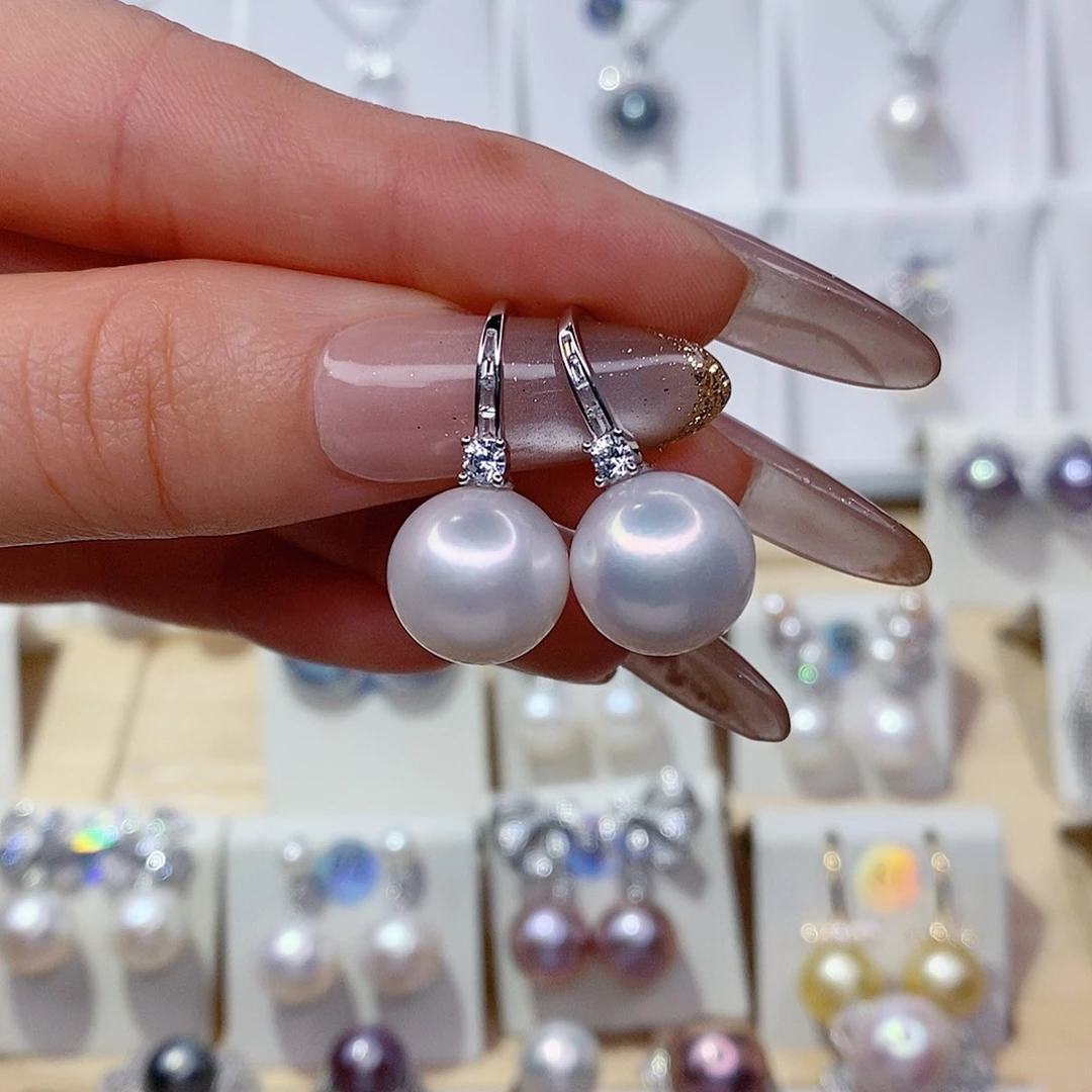 舒***糖淡水珍珠银S925镶嵌耳饰12➕