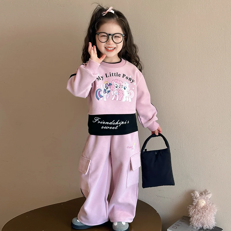 女童春装卡通套装2025新款儿童网红时髦卫衣三件套宝宝春秋款衣服