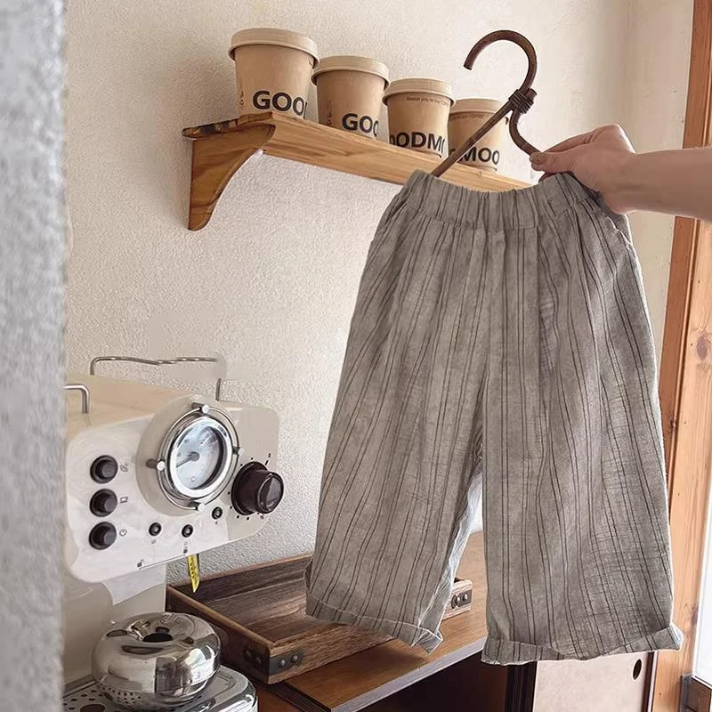 儿童休闲轻薄防蚊裤2025夏季新款韩版男童宝宝阔腿长裤洋气裤子潮