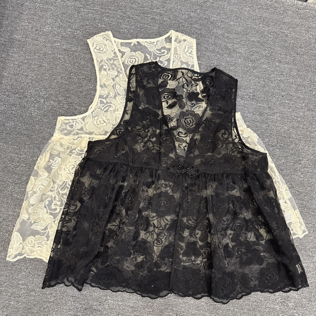 双双韩版大码宽松春夏新款提花蕾丝马甲女百搭叠穿外搭无袖背心潮