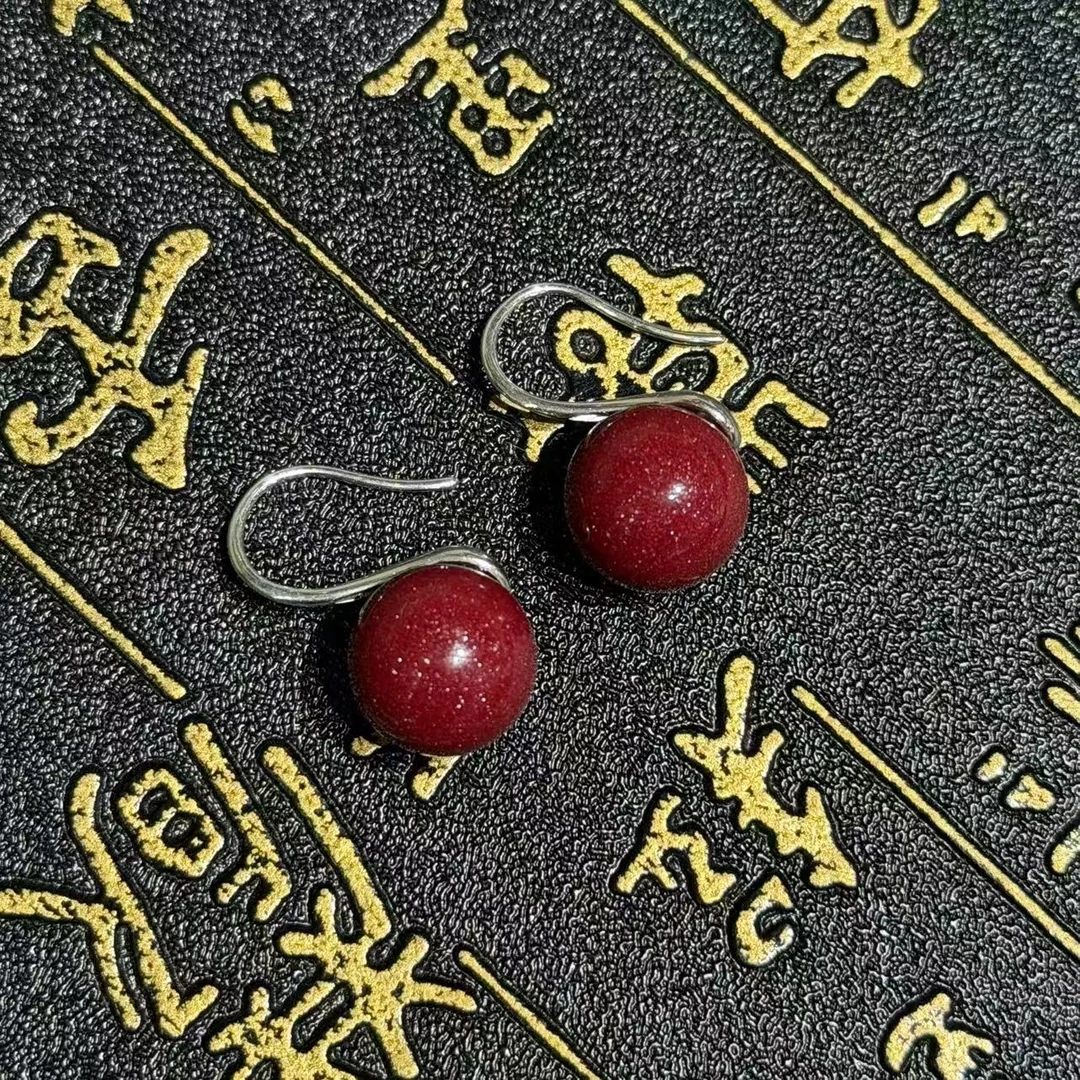 含辰砂工艺品【大鹏专属】ZS148 朱砂紫金砂高跟鞋银耳环