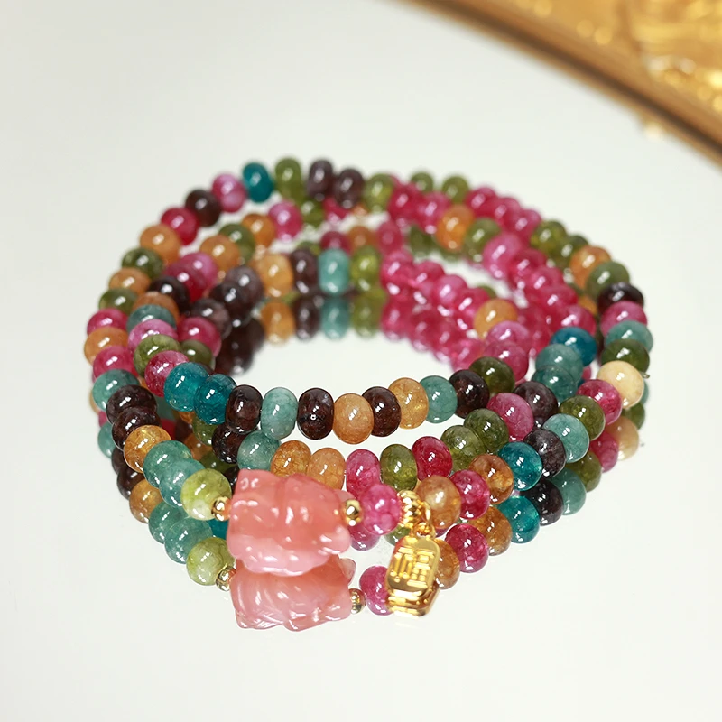 6m三圈碧玺车轮九尾狐狸轻奢时尚小众手链 多样性发一 H2770