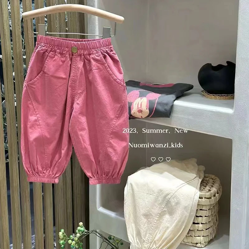 2025新款儿童裤子中小童夏季薄款防蚊裤女童休闲裤男童时尚九分裤