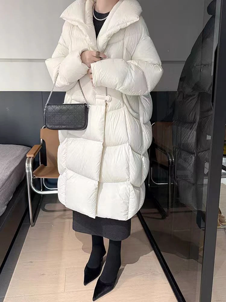 【富家千金】新款冬季长款加厚宽松白鸭绒时尚保暖外套潮流女YY004