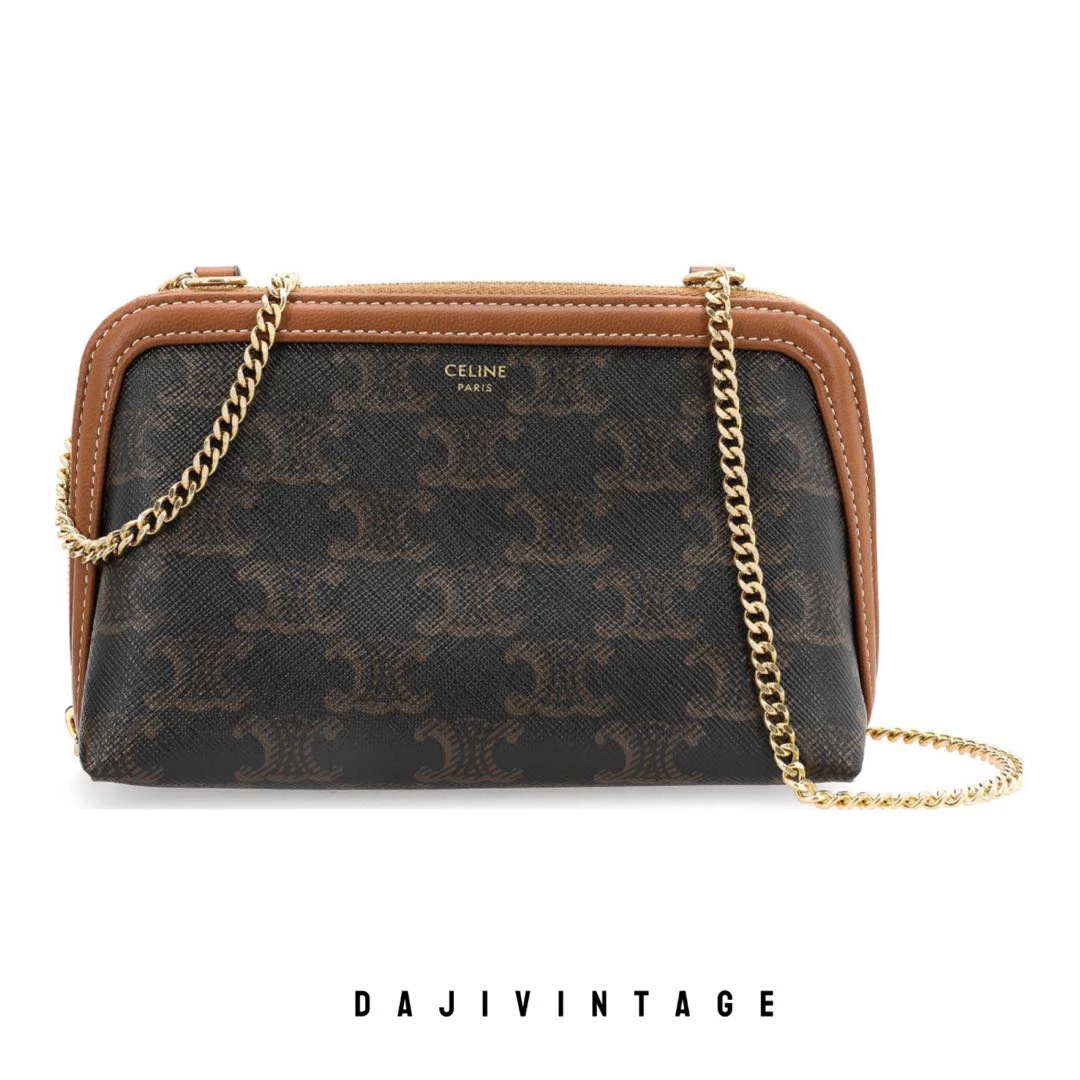 95新 Celine/思琳 大吉中古/CELINE瑟琳老花贝壳斜挎包