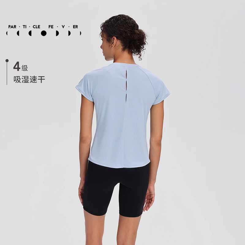 PF欧若风女士后背镂空套结微笑弧线下摆运动休闲训练短袖T恤TP149