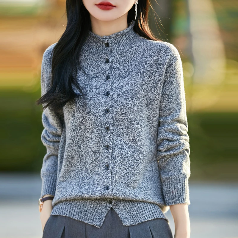 哥弟阿玛施正品秋冬花纱加厚针织衫女洋气百搭毛衣打底衫开衫上衣