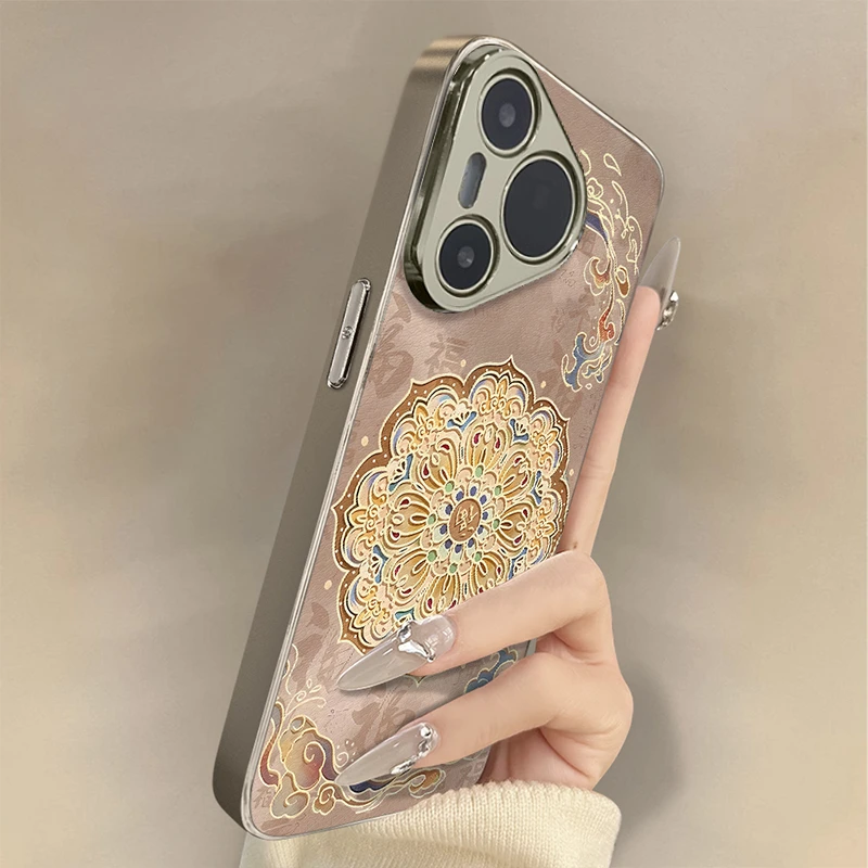 复古图腾适用华为pura80pro手机壳新款p70Ultra全包防摔p60保护套