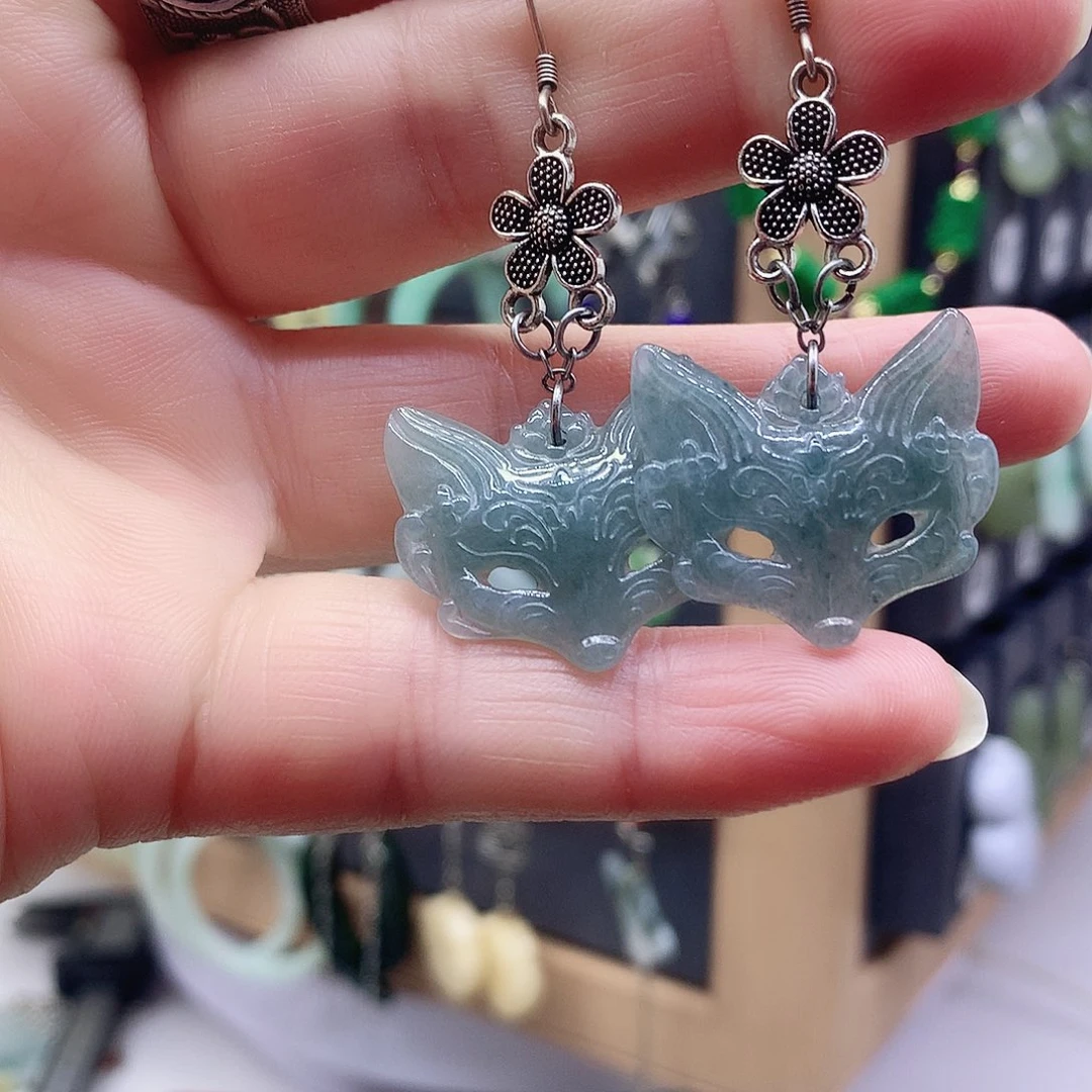 翡翠银S925镶嵌耳饰