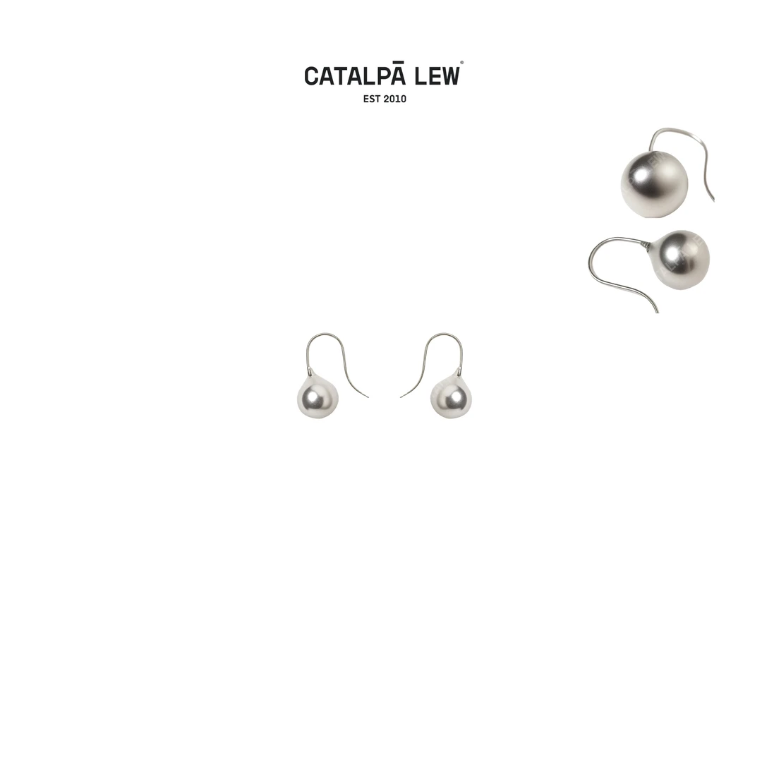 CatalpaLew 925银耳饰 「小银珠」墟生美学水滴型银饰吊坠#C40149