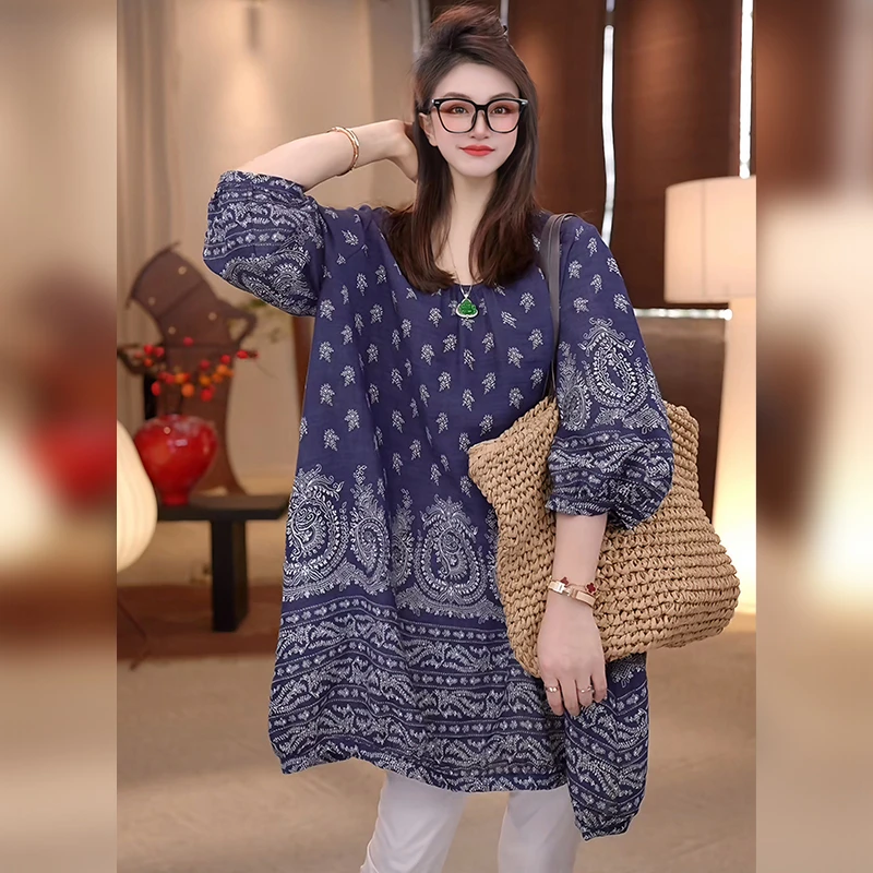 【Linda姐高端线】新款时尚法式气质印花休闲套头衬衫AS5SCS0145