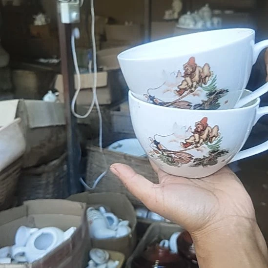 库存微瑕三打白骨精早餐杯两个
