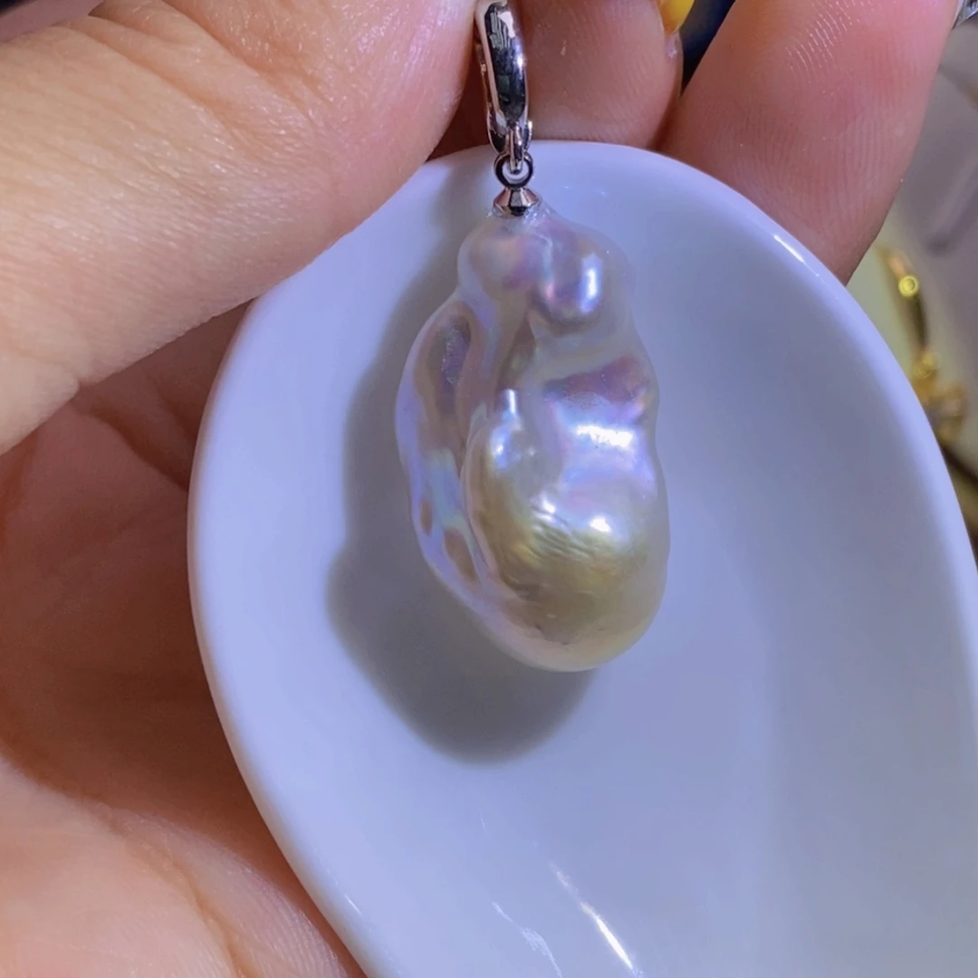 银S925镶嵌淡水珍珠微瑕