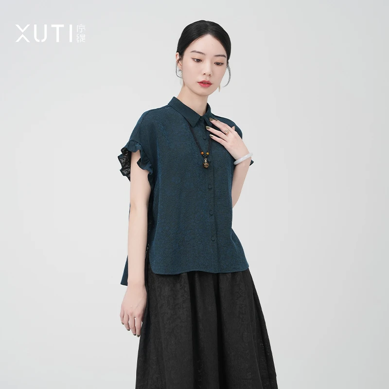 序缇新款夏季双色四经绞罗香云纱双非遗桑蚕丝上衣J37-12803