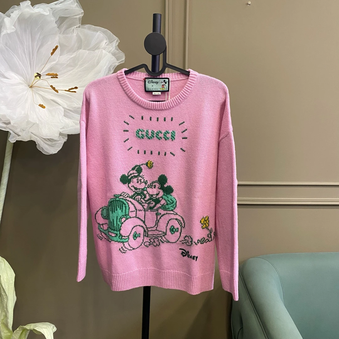 95新 GUCCI/古驰 潮服/古驰Gucci/s码/针织联名粉色毛衣/70290248