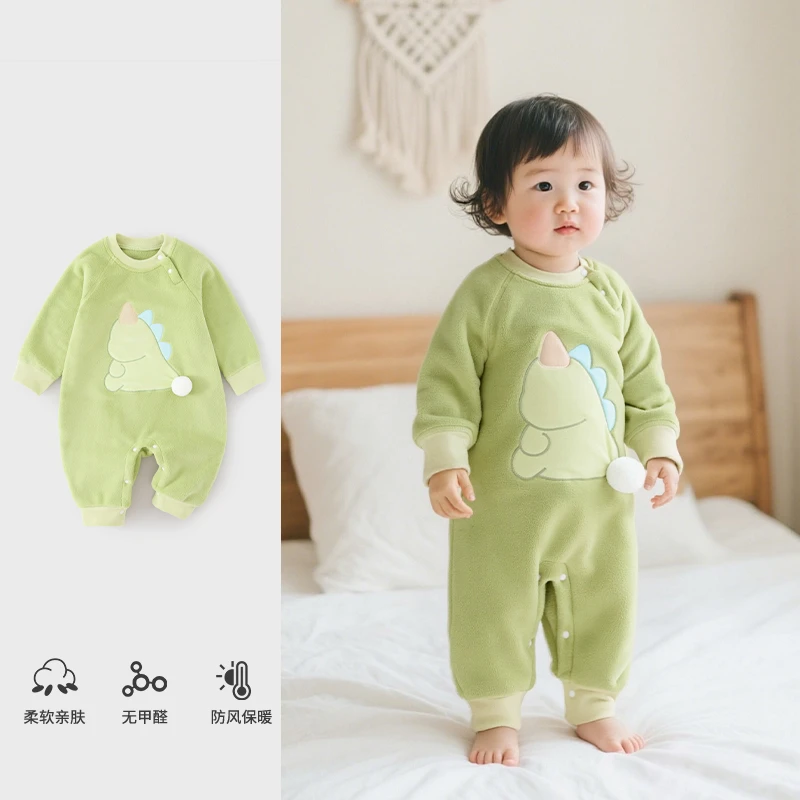柔软新款外出秋装宝宝衣服婴幼儿连体衣无骨新款肩开扣套头外出服