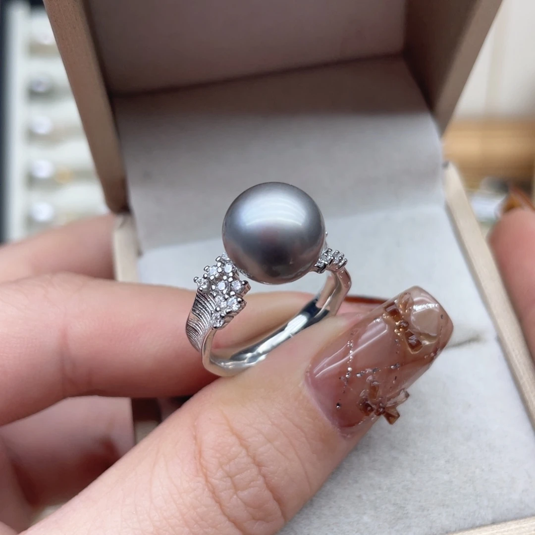 戒指海水珍珠银S925镶嵌C95