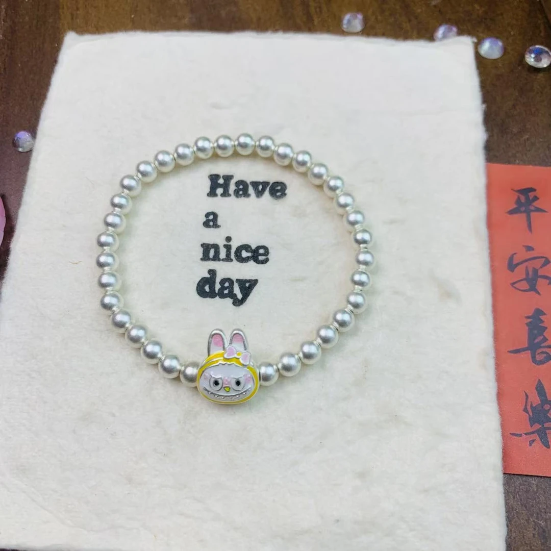 足银手链 【匠心银饰】足银拉布布百搭手链新年生日告白送老婆女友