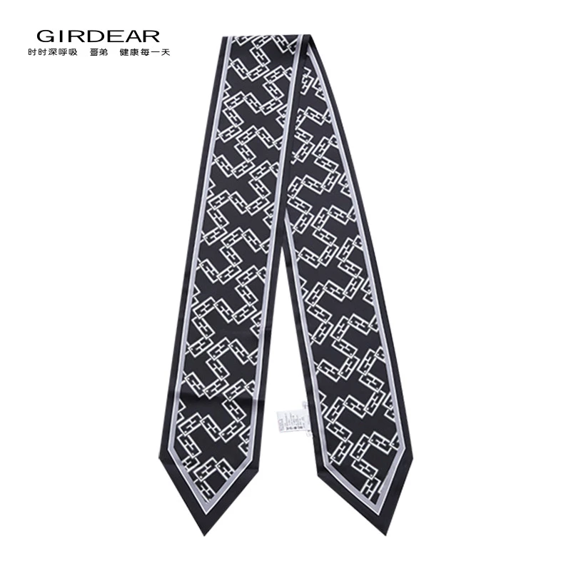 哥弟时尚复古通勤百搭宽版桑蚕丝尖角长丝巾穿搭配饰180054