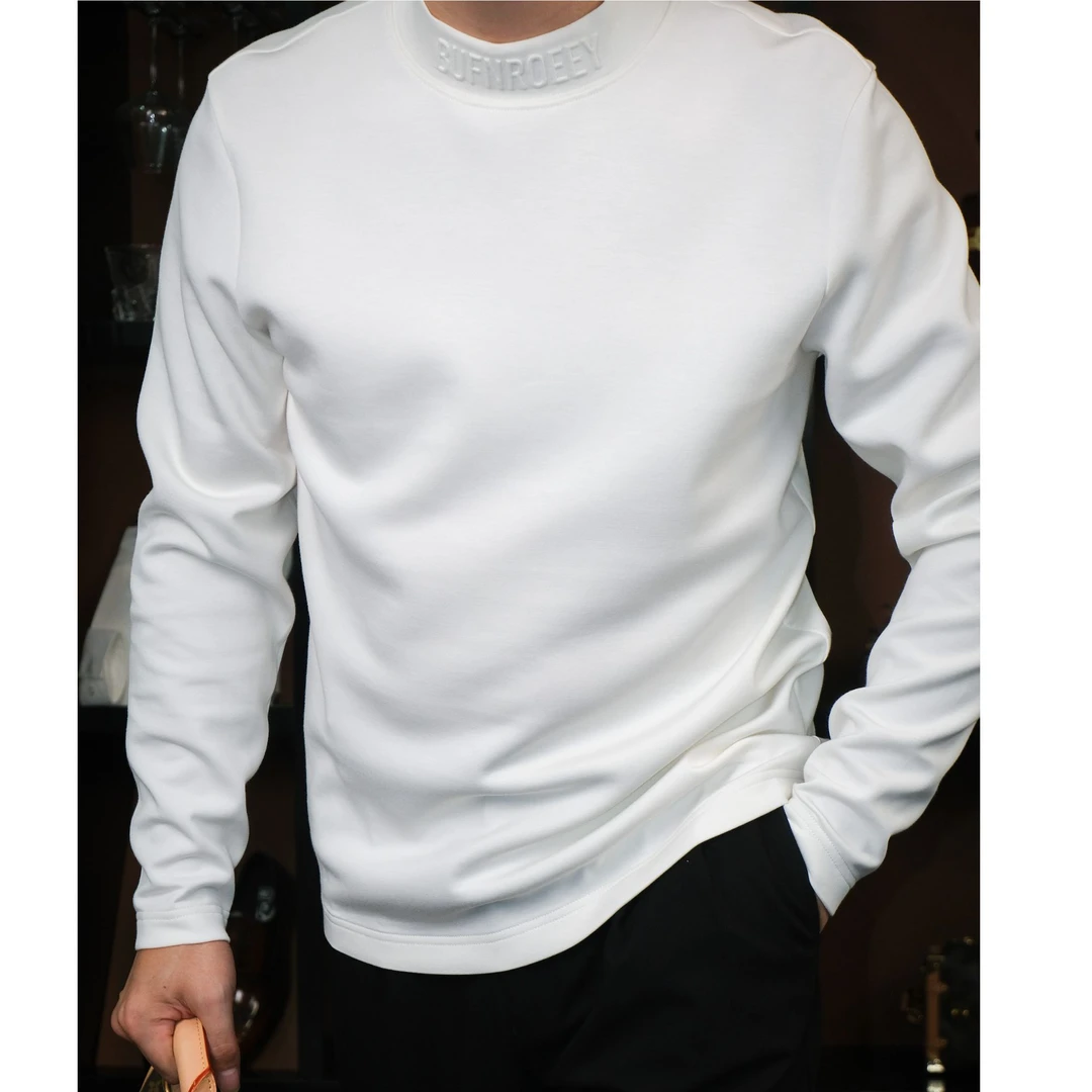 冬季空气层高领男士内搭长袖打底T恤压花百搭时尚男装