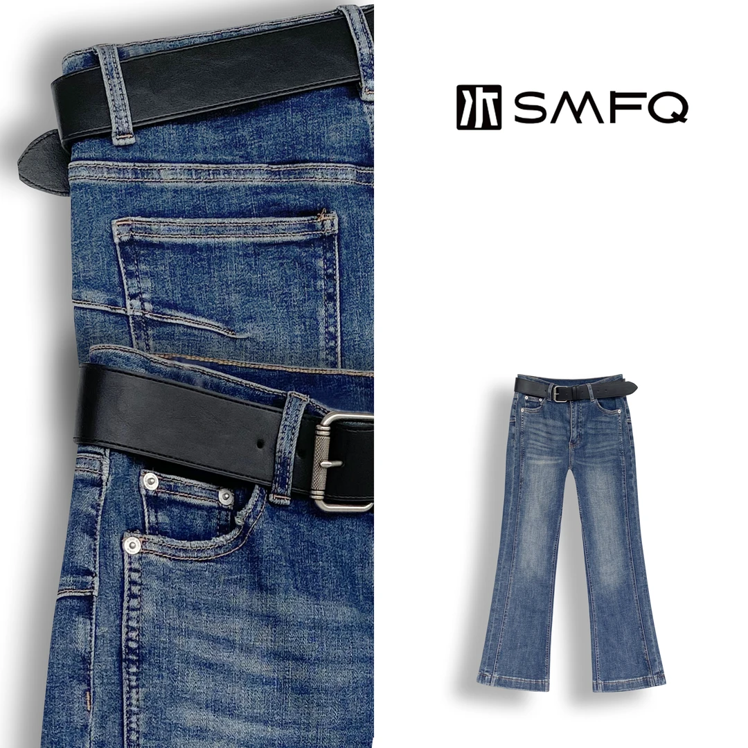 水木夫妻 "闪瘦微喇"夏季显瘦超薄款微喇裤八分牛仔裤女