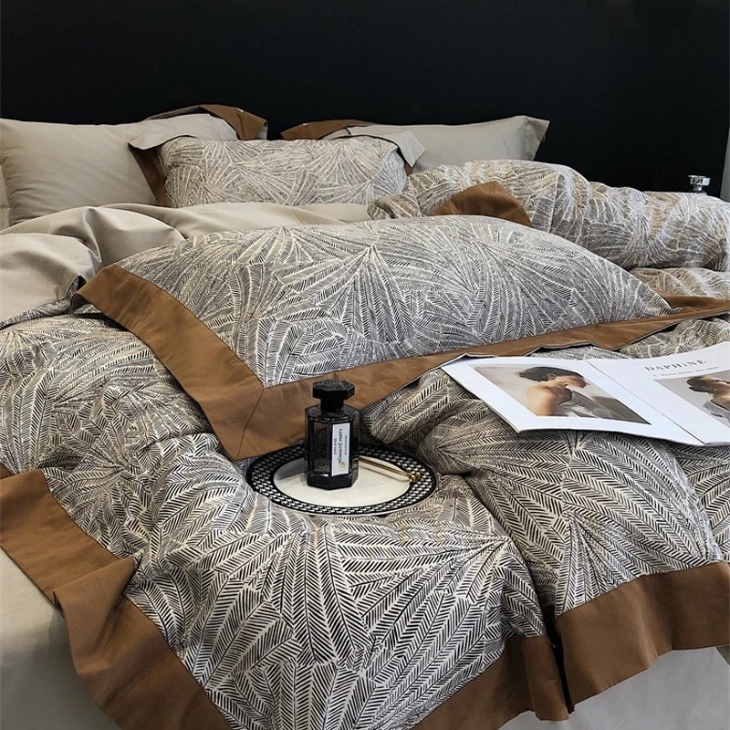 高端伸士100支全棉纯棉磨毛四件套秋冬保暖加厚轻奢被套床上用品