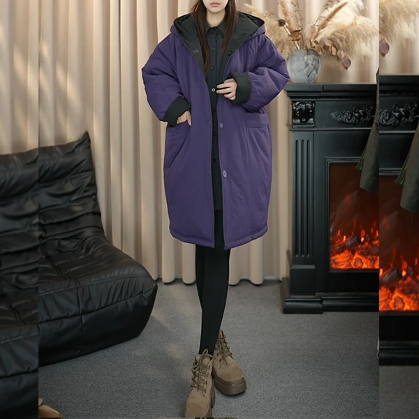 肉肉家2025年冬季新款中长款棉服9291