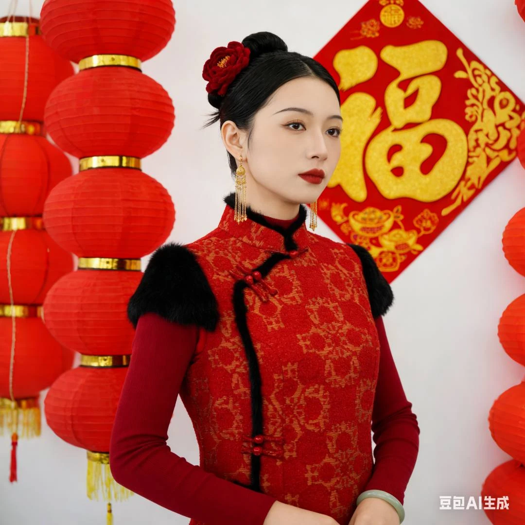 蔓楼兰霓影翩姿棉马甲中式马甲秋冬马甲喜庆节日婚庆红色中国风