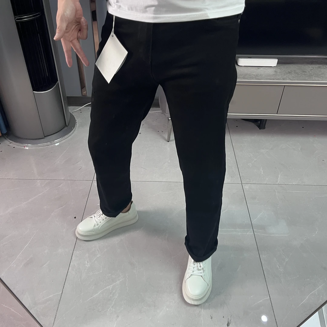 男士秋季小黑牛百搭修身小直筒牛仔裤时尚弹力黑色牛仔裤