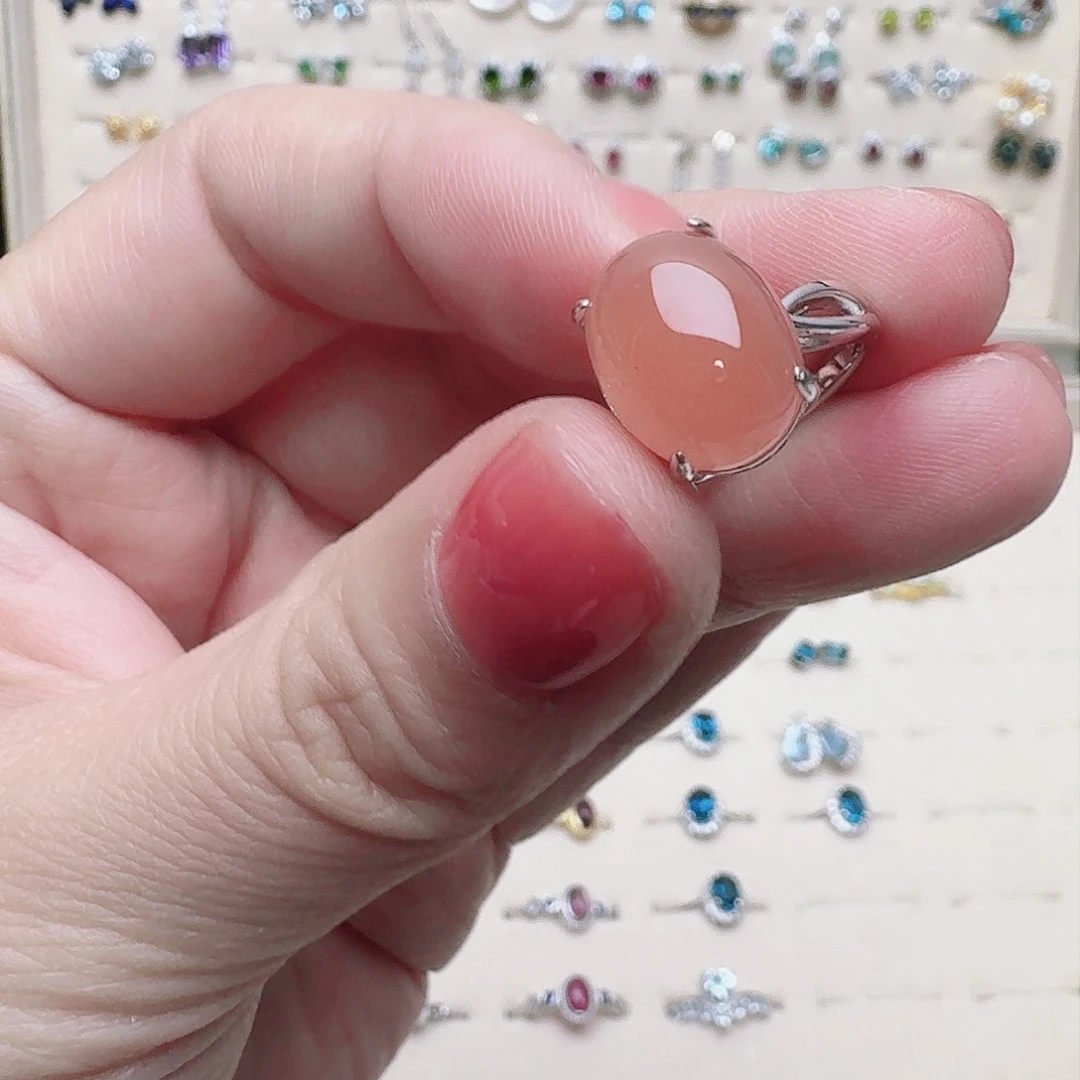 南红玛瑙戒指银S925镶嵌