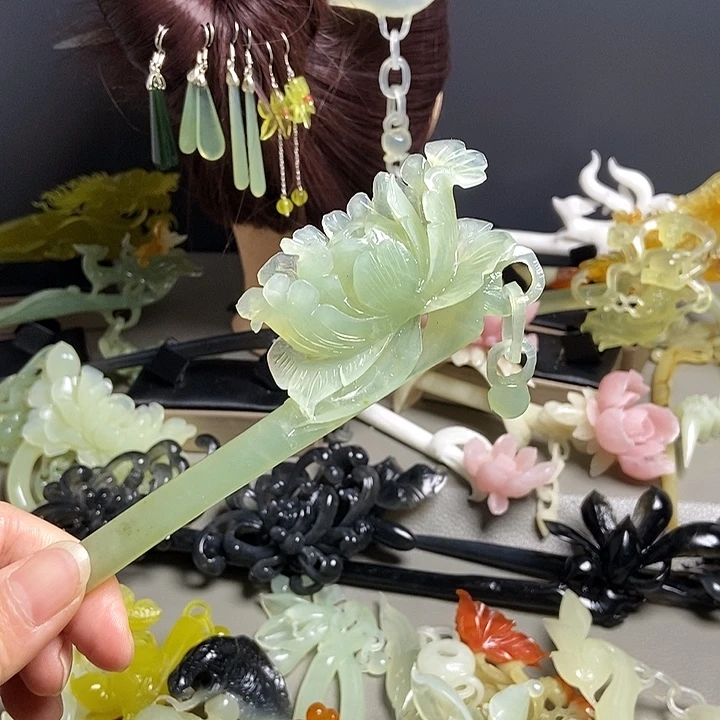 岫玉未镶嵌发簪发簪