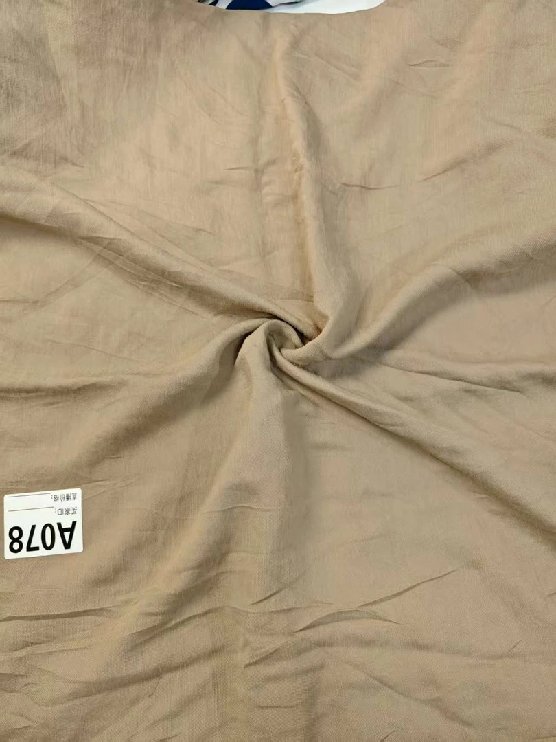 A078 奶咖色天丝麻面料夏季款手感垂软可多拍连裁